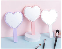 Load image into Gallery viewer, Heart Shaped Hand-held Vanity Mirror with Handle Portable Vanity Mirror Cute Small Mirror Portable Beauty Mirrors Cosmetic Tools
