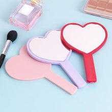 Load image into Gallery viewer, Heart Shaped Hand-held Vanity Mirror with Handle Portable Vanity Mirror Cute Small Mirror Portable Beauty Mirrors Cosmetic Tools
