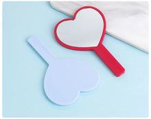 Load image into Gallery viewer, Heart Shaped Hand-held Vanity Mirror with Handle Portable Vanity Mirror Cute Small Mirror Portable Beauty Mirrors Cosmetic Tools