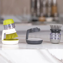Load image into Gallery viewer, Soap Dispenser Palm Dish Brush Equipped with Storage Bracket Bowl Cleaning Tool with Drainage Base Kitchen Utensils for Cookware