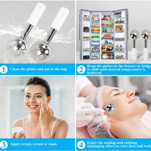 Load image into Gallery viewer, 2PCS Ice Globes Spoon Massager Facial Skin Care Freeze Tool Stainless Steel Face Beauty Cryo Roller Cooling Massage Spa Ball