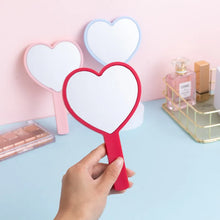 Load image into Gallery viewer, Heart Shaped Hand-held Vanity Mirror with Handle Portable Vanity Mirror Cute Small Mirror Portable Beauty Mirrors Cosmetic Tools