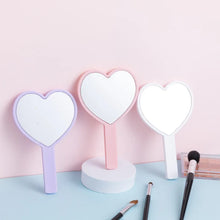 Load image into Gallery viewer, Heart Shaped Hand-held Vanity Mirror with Handle Portable Vanity Mirror Cute Small Mirror Portable Beauty Mirrors Cosmetic Tools