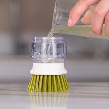 Load image into Gallery viewer, Soap Dispenser Palm Dish Brush Equipped with Storage Bracket Bowl Cleaning Tool with Drainage Base Kitchen Utensils for Cookware
