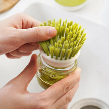 Load image into Gallery viewer, Soap Dispenser Palm Dish Brush Equipped with Storage Bracket Bowl Cleaning Tool with Drainage Base Kitchen Utensils for Cookware
