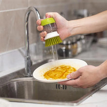 Load image into Gallery viewer, Soap Dispenser Palm Dish Brush Equipped with Storage Bracket Bowl Cleaning Tool with Drainage Base Kitchen Utensils for Cookware
