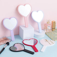 Load image into Gallery viewer, Heart Shaped Hand-held Vanity Mirror with Handle Portable Vanity Mirror Cute Small Mirror Portable Beauty Mirrors Cosmetic Tools
