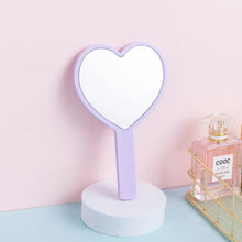 Load image into Gallery viewer, Heart Shaped Hand-held Vanity Mirror with Handle Portable Vanity Mirror Cute Small Mirror Portable Beauty Mirrors Cosmetic Tools
