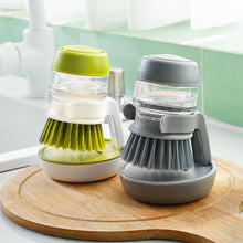 Load image into Gallery viewer, Soap Dispenser Palm Dish Brush Equipped with Storage Bracket Bowl Cleaning Tool with Drainage Base Kitchen Utensils for Cookware
