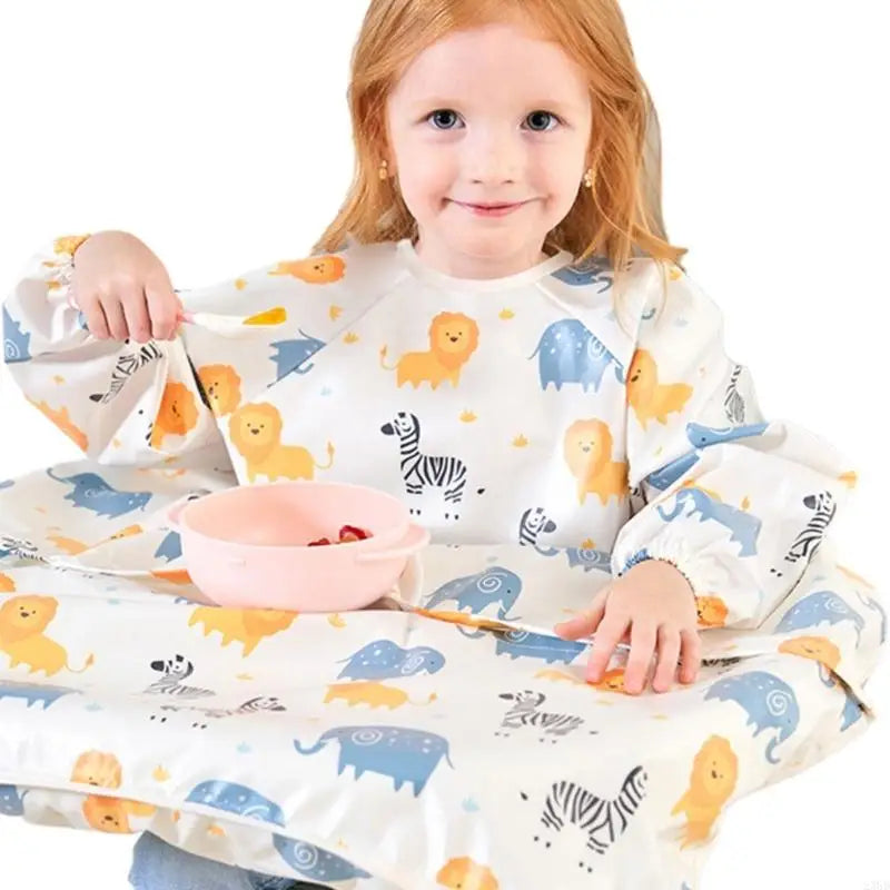 23GD Water Proofing Feeding Bib Apron for Baby Toddler Full Coverage Coverall Smock Highchair Cover Keeping Clothes Clean